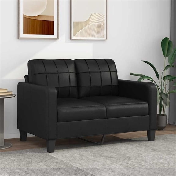 Bowery Hill Contemporary Metal 2-Seater Sofa Black Faux Leather