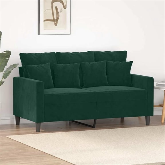 Bowery Hill Contemporary Metal 2-Seater Sofa in Dark Green Velvet