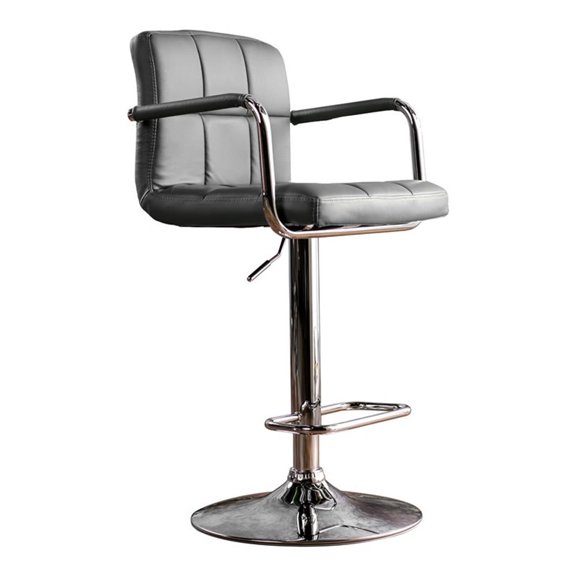 Bowery Hill Contemporary Metal Adjustable Bar Stool in Gray
