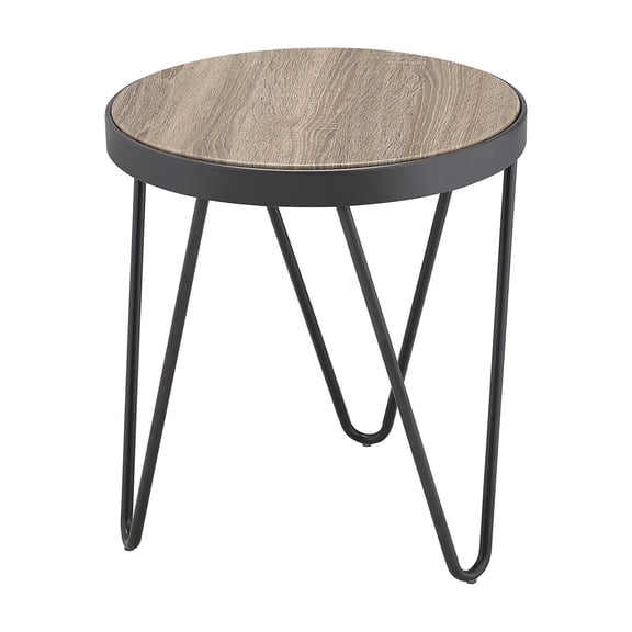 Bowery Hill Contemporary Metal End Table in Weathered Gray Oak
