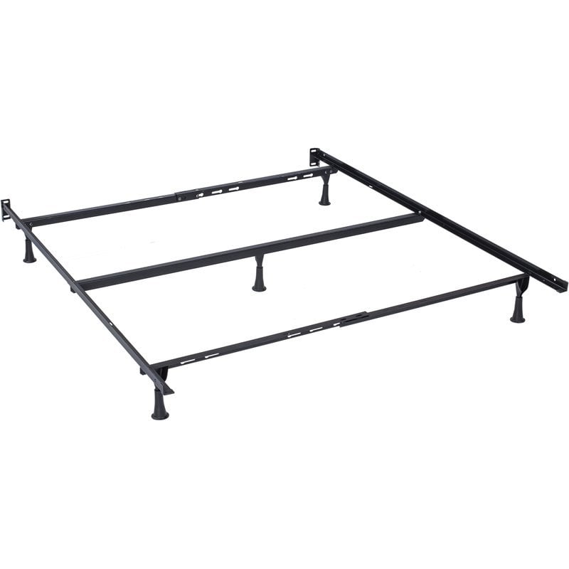 Bowery Hill Contemporary Metal Full/Queen Bed Frame in Black