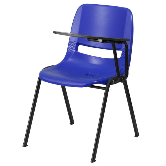 Bowery Hill Contemporary Metal/Plastic Ergonomic Shell Chair in Blue