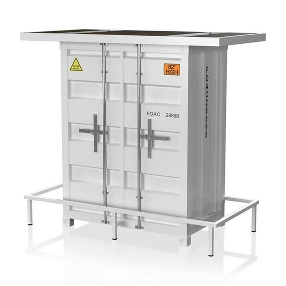 Bowery Hill Contemporary Metal Storage Bar Table in White