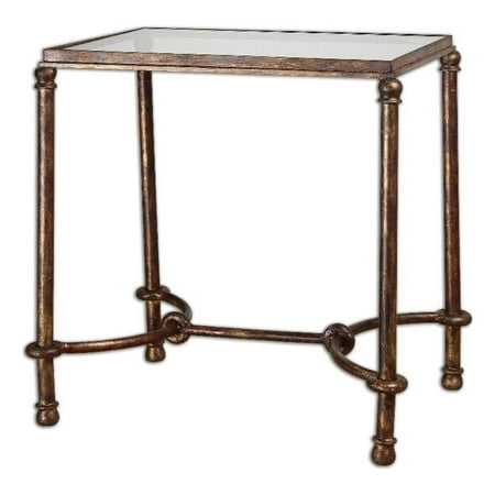 Bowery Hill Contemporary Metal/Tempered Glass End Table in Bronze
