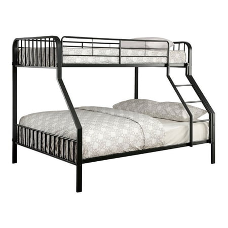 Bowery Hill Contemporary Metal Twin Over Full Slat Bunk Bed in Black