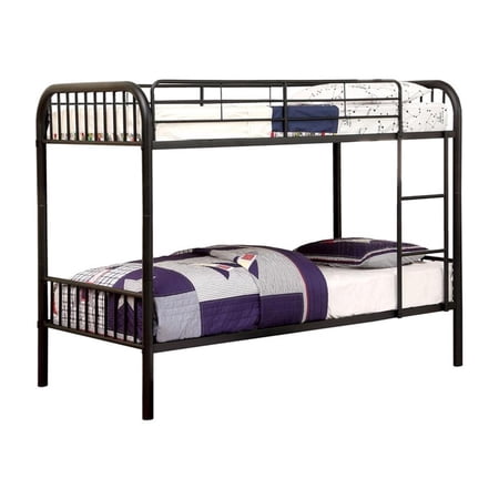 Bowery Hill Contemporary Metal Twin over Twin Bunk Bed in Black