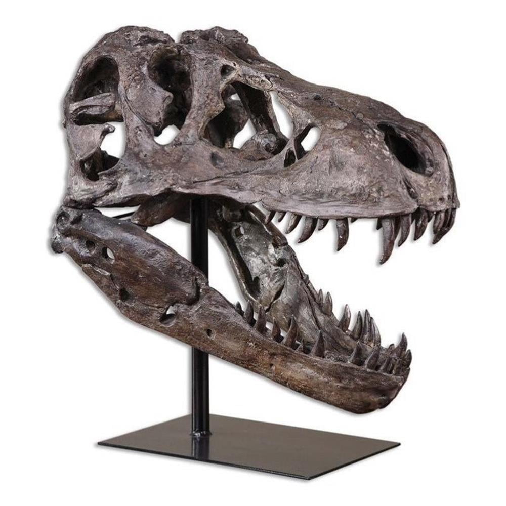 Uttermost Tyrannosaurus 20" High Chestnut Brown Gray Skull Statue