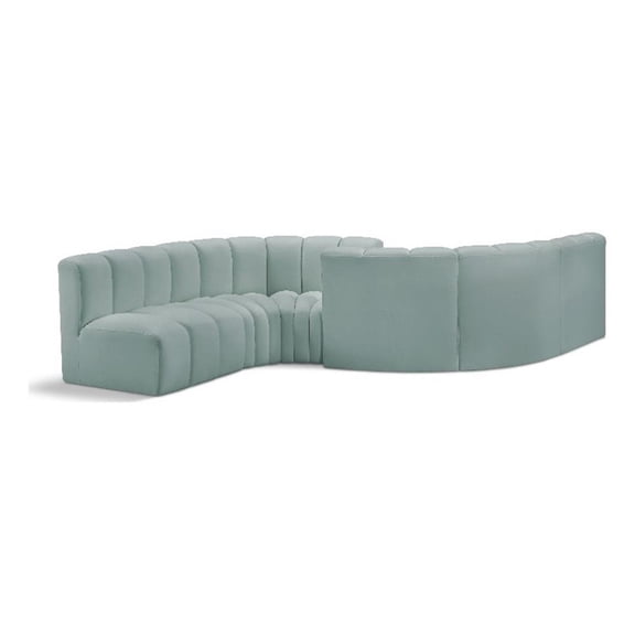 Bowery Hill Contemporary Mint Green Vegan Leather Modular Sectional