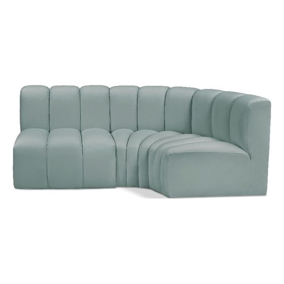 Bowery Hill Contemporary Mint Green Vegan Leather Modular Sectional