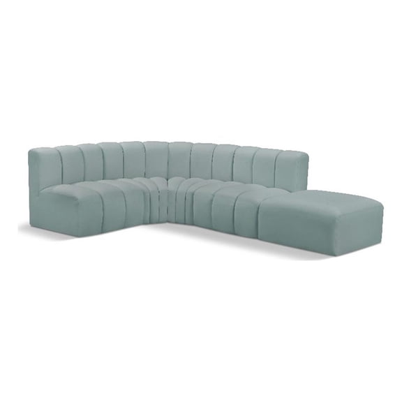 Bowery Hill Contemporary Mint Green Vegan Leather Modular Sectional