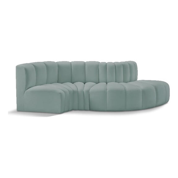 Bowery Hill Contemporary Mint Green Vegan Leather Modular Sectional