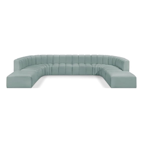 Bowery Hill Contemporary Mint Green Vegan Leather Modular Sectional