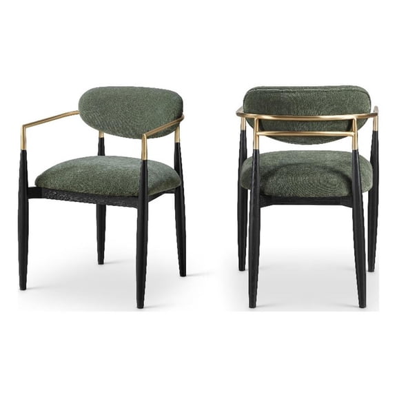 Bowery Hill Contemporary Olive Performance Fabric Dining Arm Chair (Set of 2)