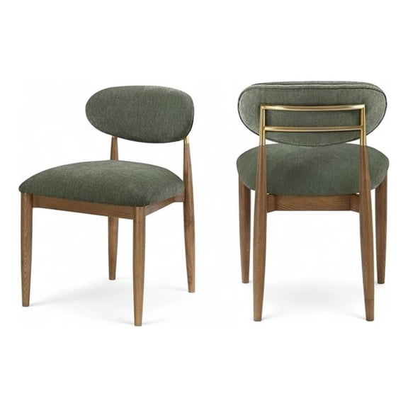 Bowery Hill Contemporary Olive Performance Fabric Dining Side Chair (Set of 2)