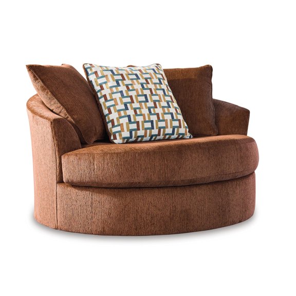 Bowery Hill Contemporary Orange Oversized Swivel Accent Chair