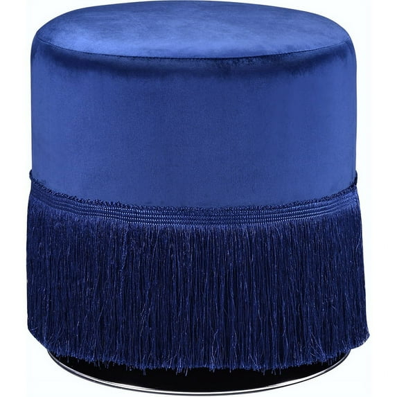 Bowery Hill Contemporary Ottoman in Eggplant Blue Velvet