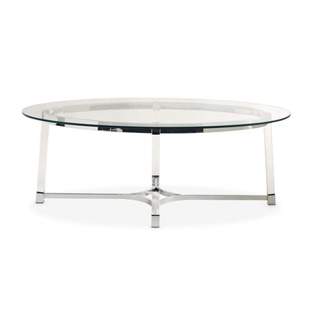 Bowery Hill Contemporary Oval Glass Top Coffee Table