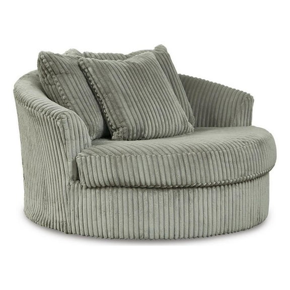 Bowery Hill Contemporary Oversized Swivel Fabric Accent Chair in Gray