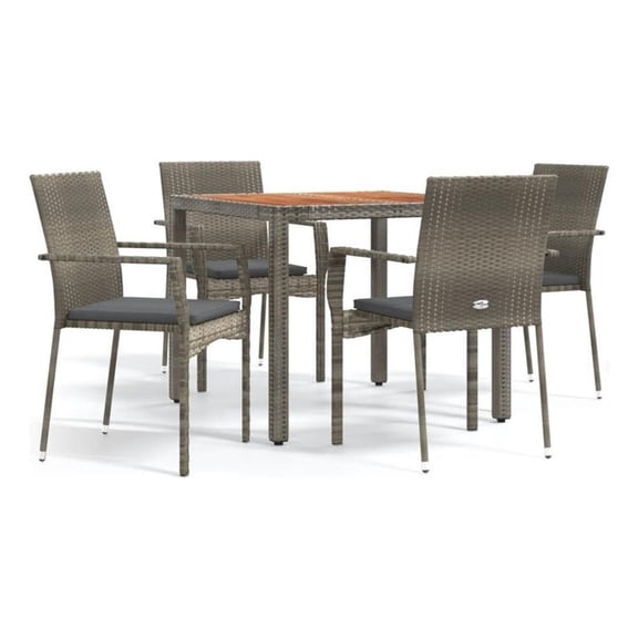 Bowery Hill Contemporary PE Rattan Modular Garden Dining Set in Gray