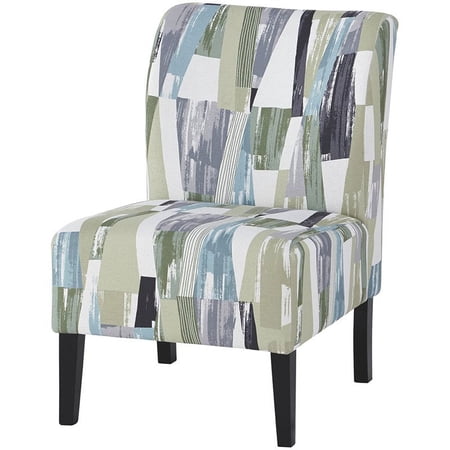 Bowery Hill Contemporary Pattern Slipper Chair in Green and Gray