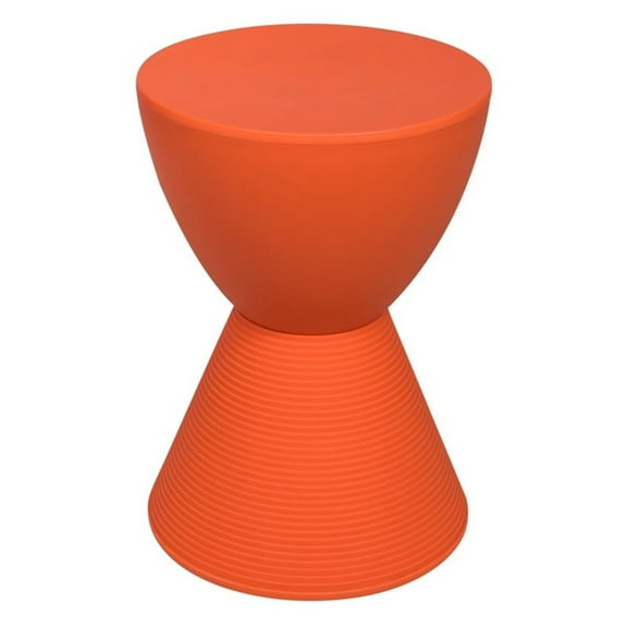 Bowery Hill Contemporary Plastic Ribbed Round End Table in Orange
