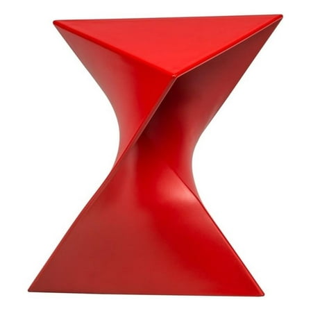 Bowery Hill Contemporary Plastic Triangle End Table in Red Finish