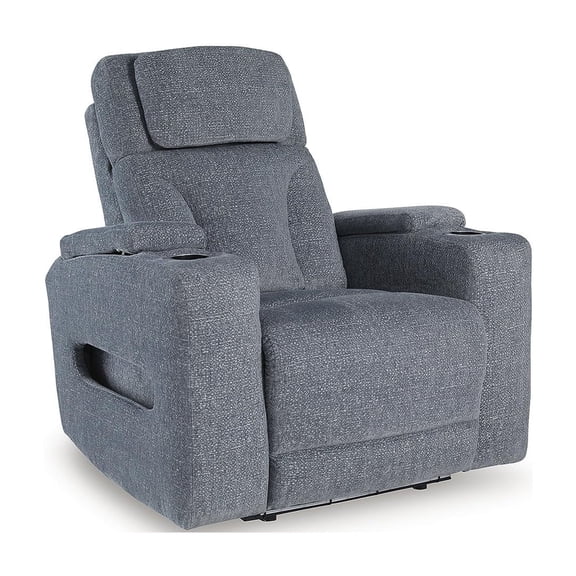 Bowery Hill Contemporary Polyester Gray Finish Power Recliner