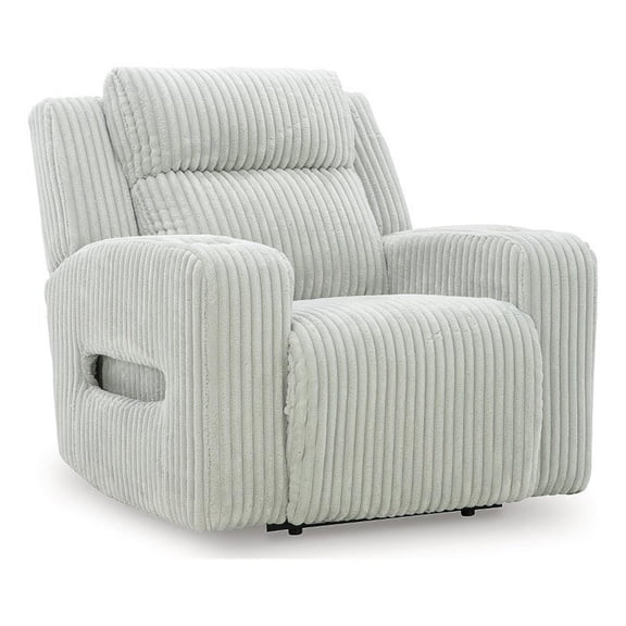 Bowery Hill Contemporary Polyester Light Gray Finish Power Recliner