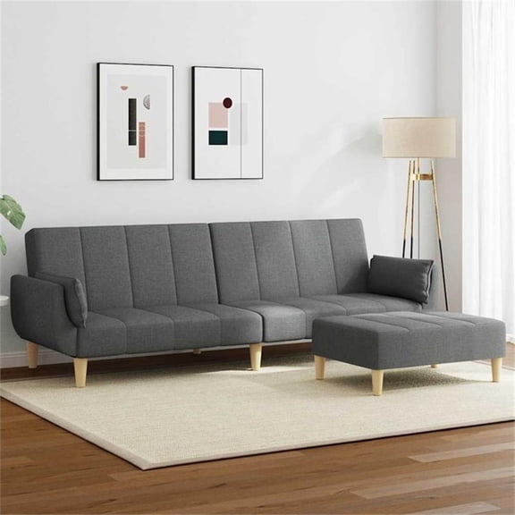 Bowery Hill Contemporary Polyester Sleeper Sofa Bed in Dark Gray