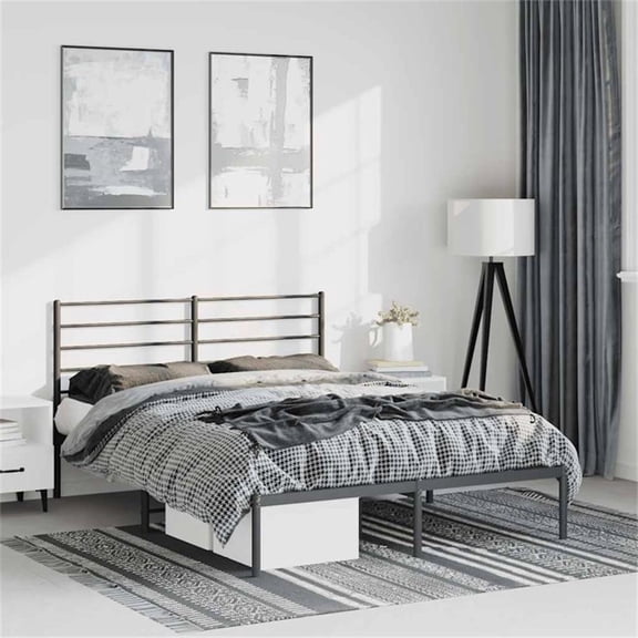 Bowery Hill Contemporary Powder-Coated Steel King Bed Frame in Black