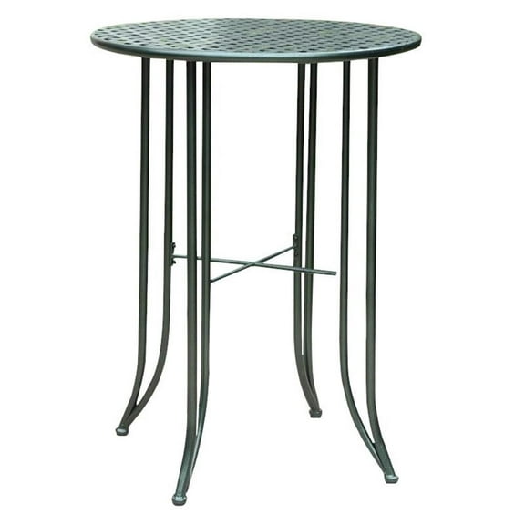 Bowery Hill Contemporary Premium Iron Patio Pub Table in Verdi Gris