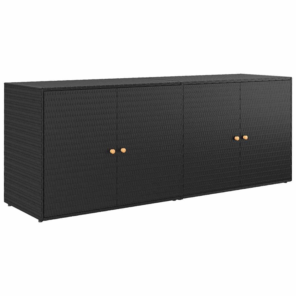 Bowery Hill Synthetic Poly Rattan Black Garden Storage Cabinet Rectangular Weatherproof 78.0 x 78.0 x 31.5 in Assembly Required