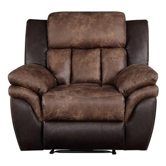 Bowery Hill Contemporary Recliner in Toffee and Espresso Polished Microfiber