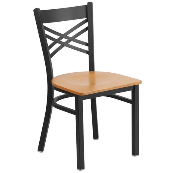 Bowery Hill Contemporary Restaurant Dining Chair in Black and Natural