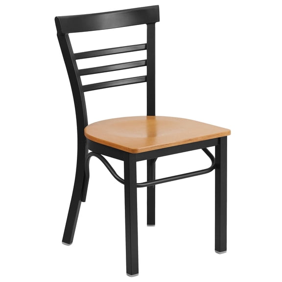 Bowery Hill Contemporary Restaurant Dining Chair in Black and Natural