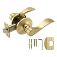 thumbnail image 1 of Bowery Hill Contemporary Reversible Brass Door Handle in Gold, 1 of 6