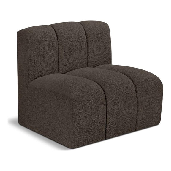 Bowery Hill Contemporary Rich Brown Boucle Fabric Straight Chair