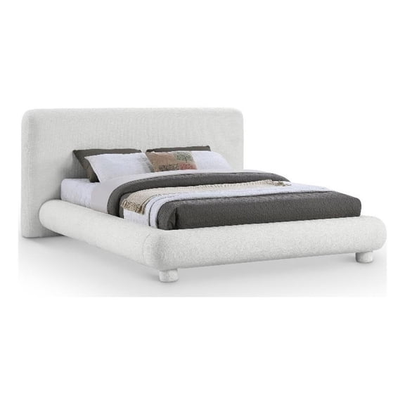 Bowery Hill Contemporary Rich Cream Fabric Upholstered Queen Bed