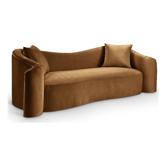 Bowery Hill Contemporary Rich Curves Saddle Durable Velvet Sofa
