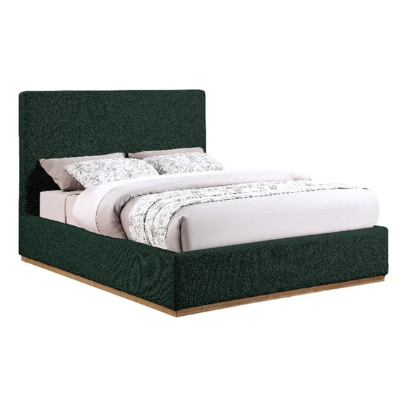 Bowery Hill Contemporary Rich Green Durable Fabric Queen Bed