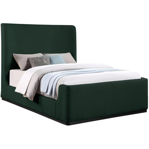 Bowery Hill Contemporary Rich Green Durable Fabric Queen Bed