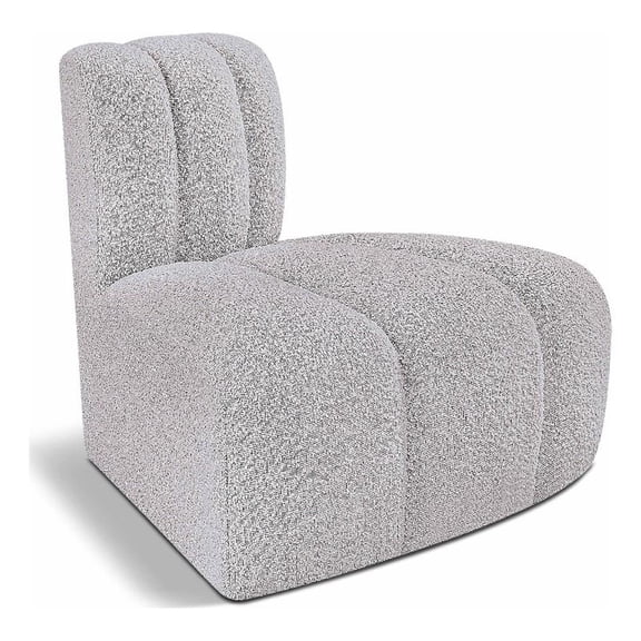 Bowery Hill Contemporary Rich Grey Boucle Fabric Reverse Corner