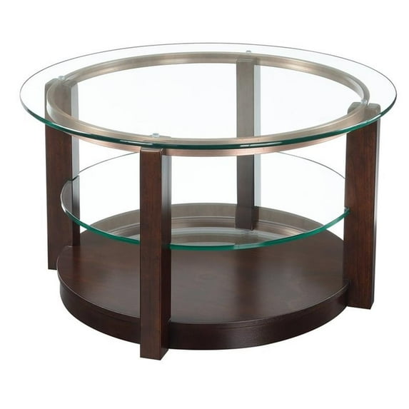 Bowery Hill Contemporary Round Coffee Table in Espresso