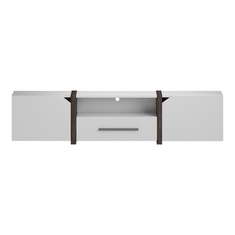 Bowery Hill Contemporary Rustic Wood 81.5-Inch TV Stand in White ...