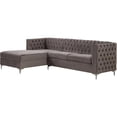thumbnail image 1 of Bowery Hill Contemporary Sectional Sofa in Gray Velvet, 1 of 1