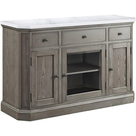 Bowery Hill Contemporary Server in Marble and Weathered Oak Finish