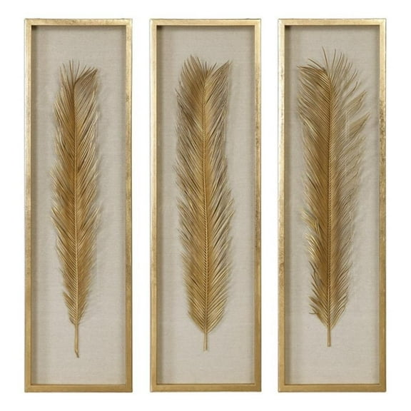 Bowery Hill Contemporary Shadow Box in Gold (Set of 3)