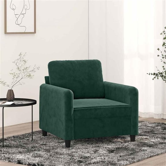 Bowery Hill Contemporary Single Sofa Chair in Dark Green Polyester