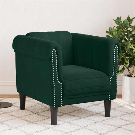 Bowery Hill Contemporary Single Sofa Chair in Dark Green Polyester