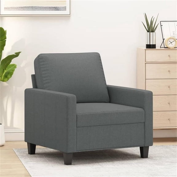 Bowery Hill Contemporary Single Sofa Chair in Dark Grey Fabric